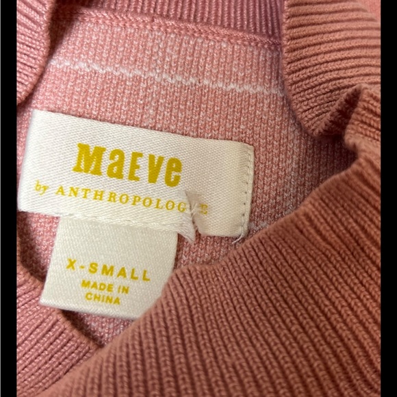 Anthropologie MAEVE Mock Neck Pink White Sweater Grid Plaid NWOT Size XS - Picture 7 of 8